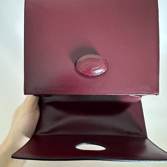 Cartier Wine Burgundy Leather Kelly Style Small Mini Top Handle Satchel Bag - Picture 10 of 10